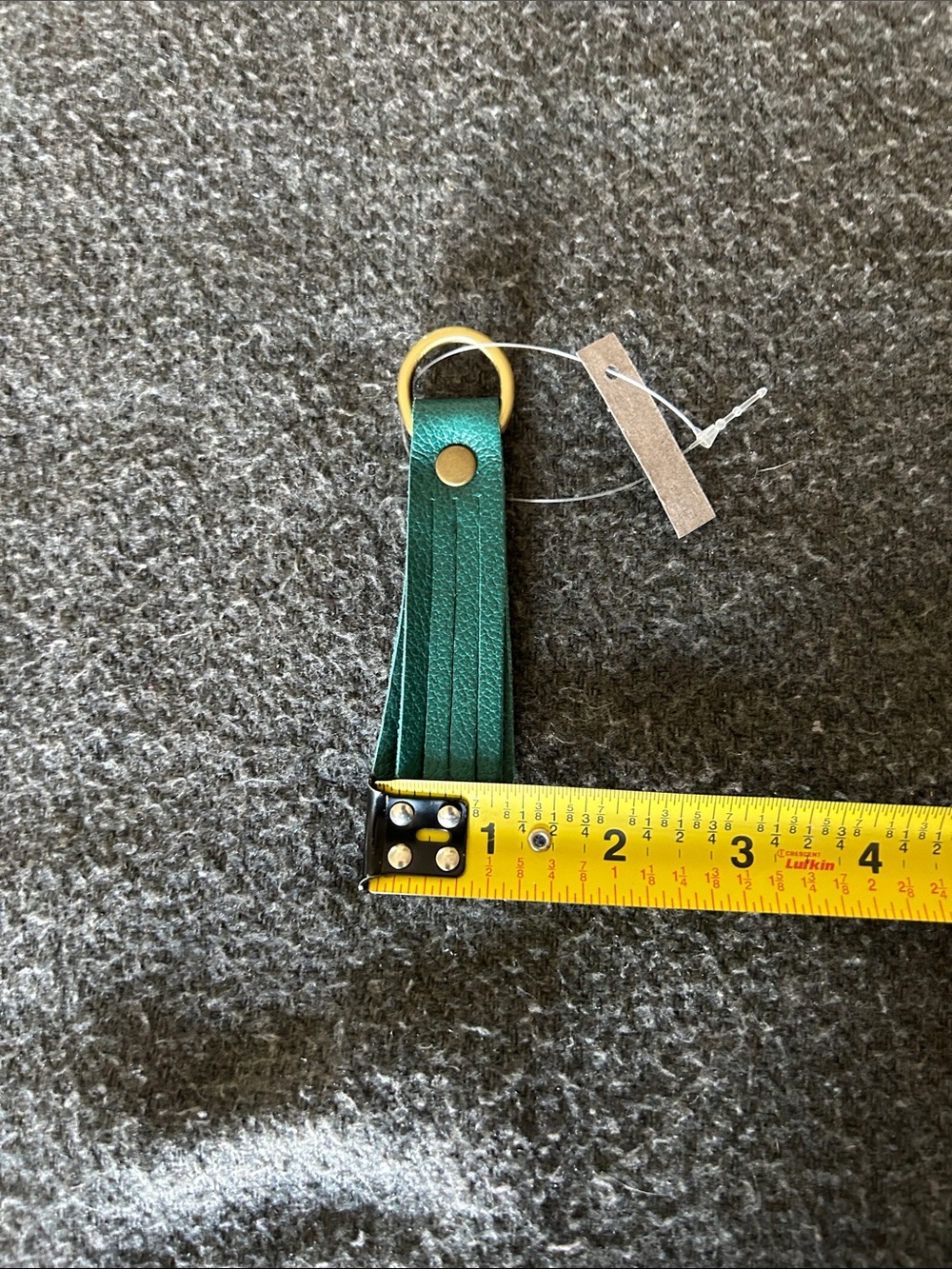Portland Leather Emerald Green Tassel Keyring with Gold Hardware - Picture 5 of 5